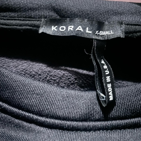 Koral Black Cropped Sweatshirt Long Sleeve Pullover Size XS - Picture 6 of 7